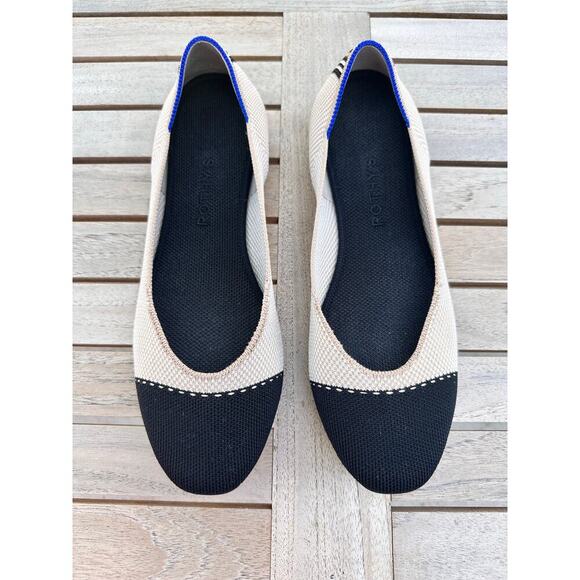 Rothys Tuxedo The Square Slip On Ballet Flat Shoes Size 9.5 / Excellent - Picture 4 of 14